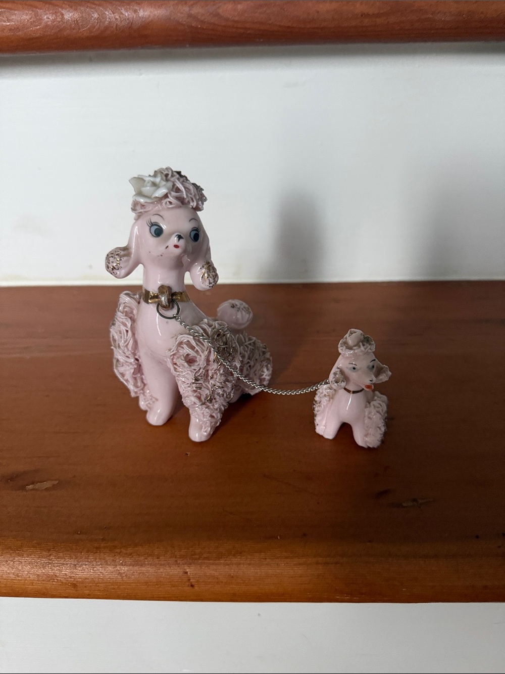 Pink 1950s Ceramic Poodles- Taiwan